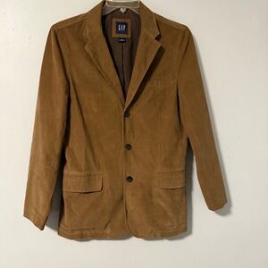 GAP Mens Corduroy Blazer‎ Jacket Camel Brown Button Front Size S Vintage Y2K